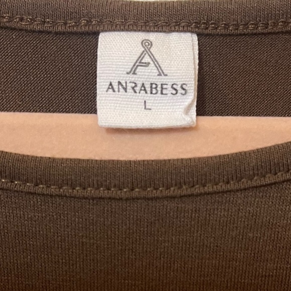 Anrabess crew neck flowy tiered maxi beach dress coffee brown large jersey knit - Picture 8 of 10